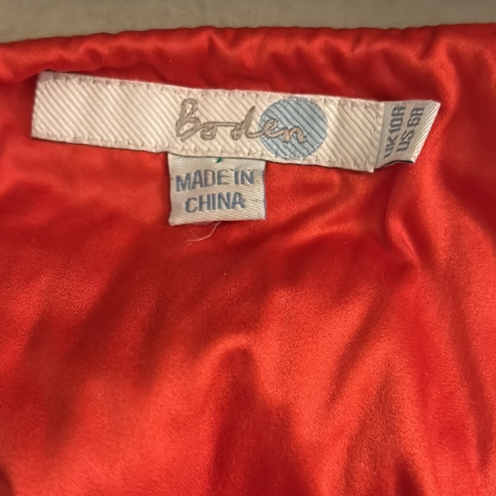 Boden Red Orange Textured Fringe Hem Mini Dress - 6 - Picture 12 of 15